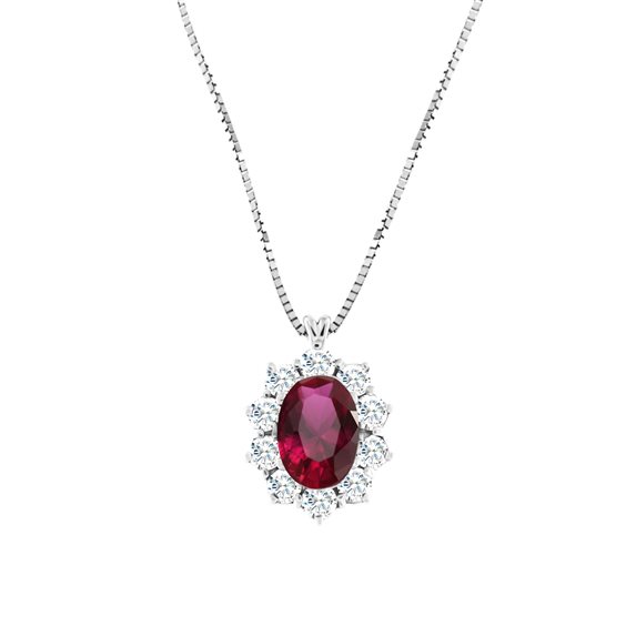 Necklace Roman Gioielli Woman in White Gold Rubino 0.76 Ct R574A22N199M112 - R574A22N199M112